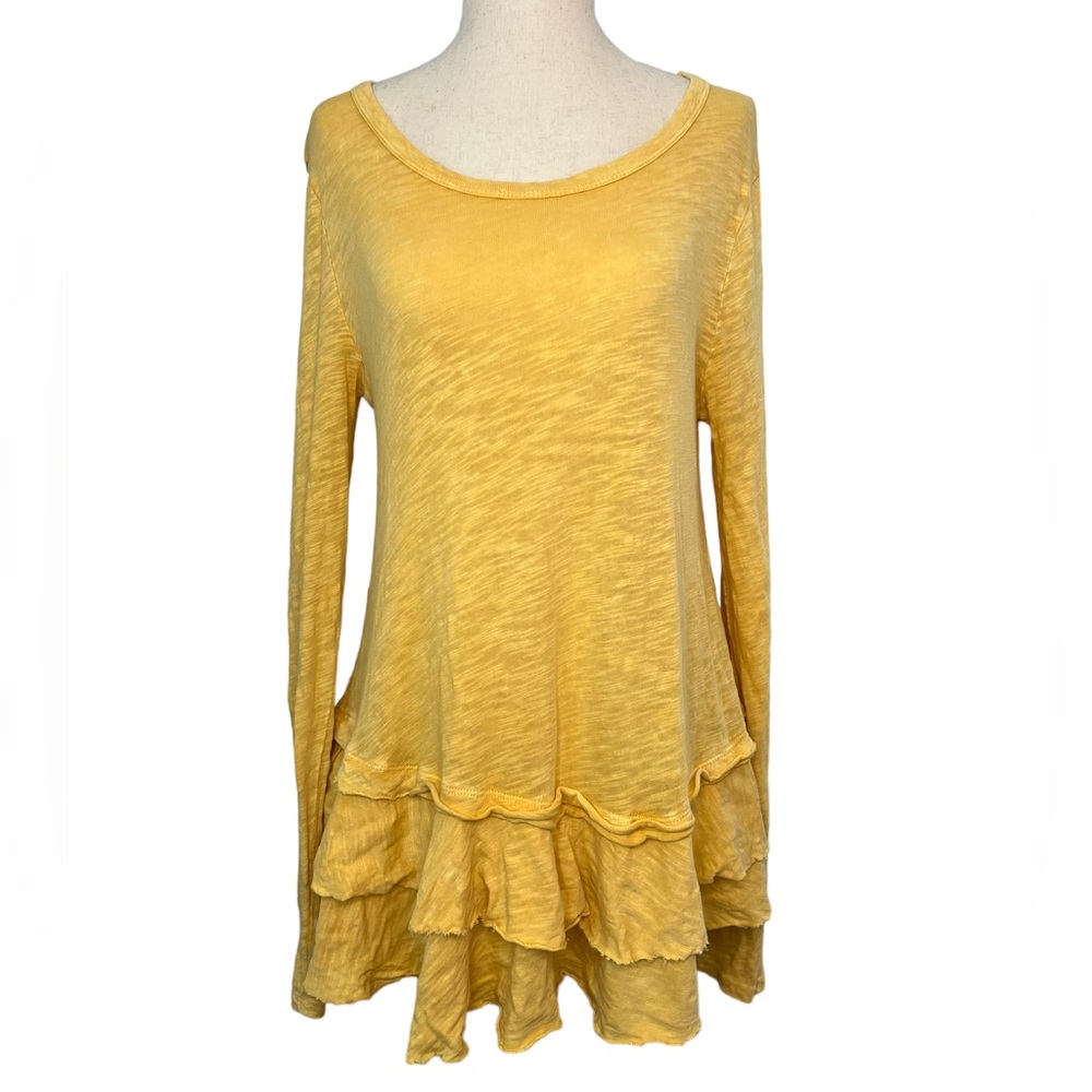 Altar’d State Yellow Ruffled Long Sleeve Top - Size M